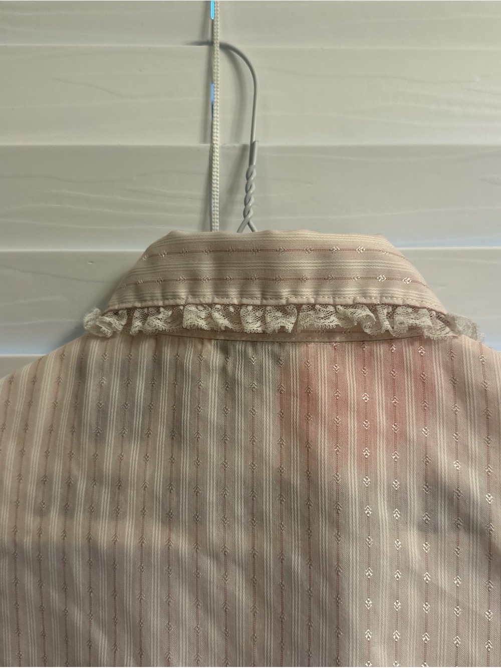 Light Pink Ruffle Trim Button-Up Blouse - Picture 7 of 7